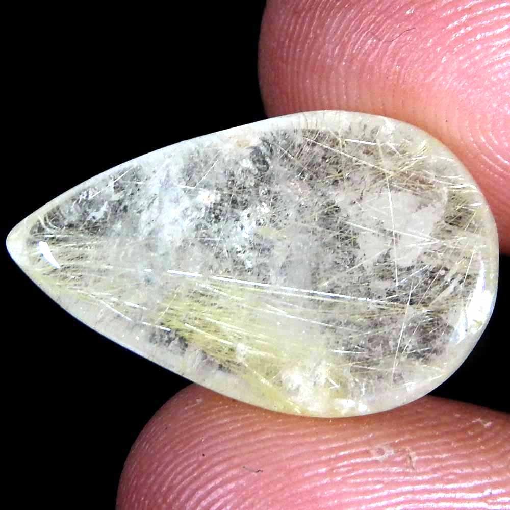 13.90Cts100%Natural Golden Rutile Quartz Pear Cabochon Loose Gemstone