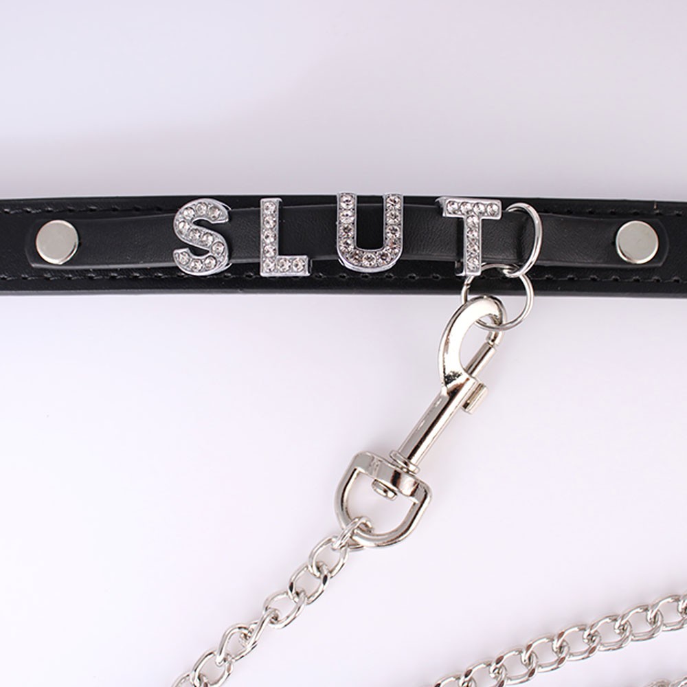 Custom Chocker BDSM Gift Choker Pu Leather Black DIY Necklace Collar Y3