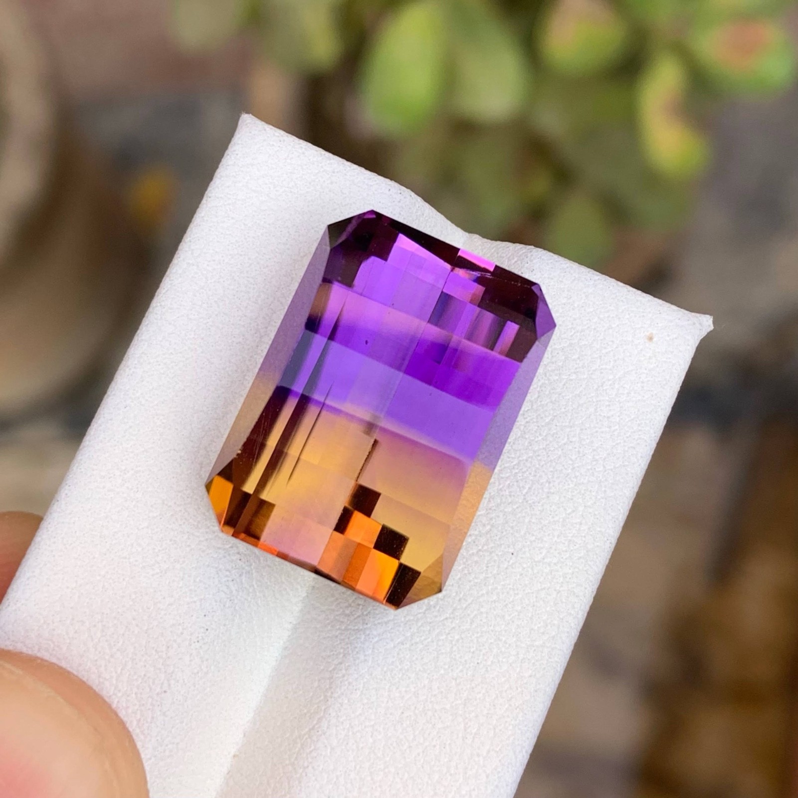 27.46 Carat Bicolor Ametrine Stone Pixel Cut Natural Bolivian Gemstone