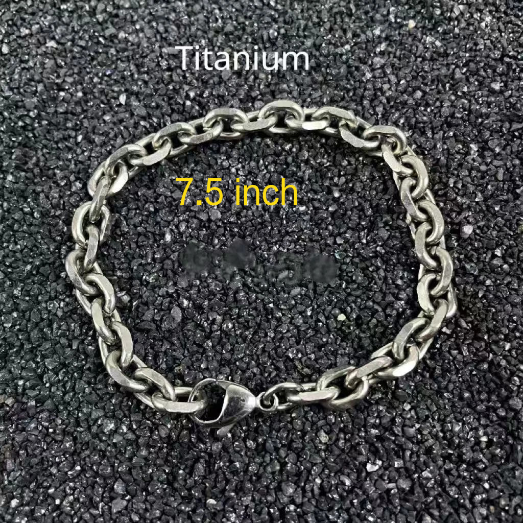 New Pure Titanium Bracelet Angle Chain 7mm Wide Anti Allergic 7.5″ Daily Wear