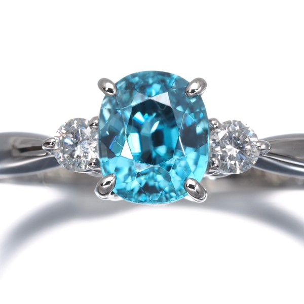 BlueZircon 1.37ct Diamond 0.12ct Ring 950 Platinum