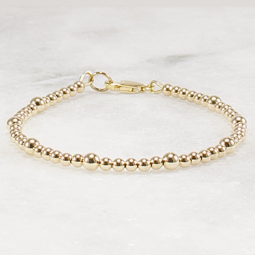 Gold Bead Bracelet 14k Gold Filled 2.5mm 3.5mm
