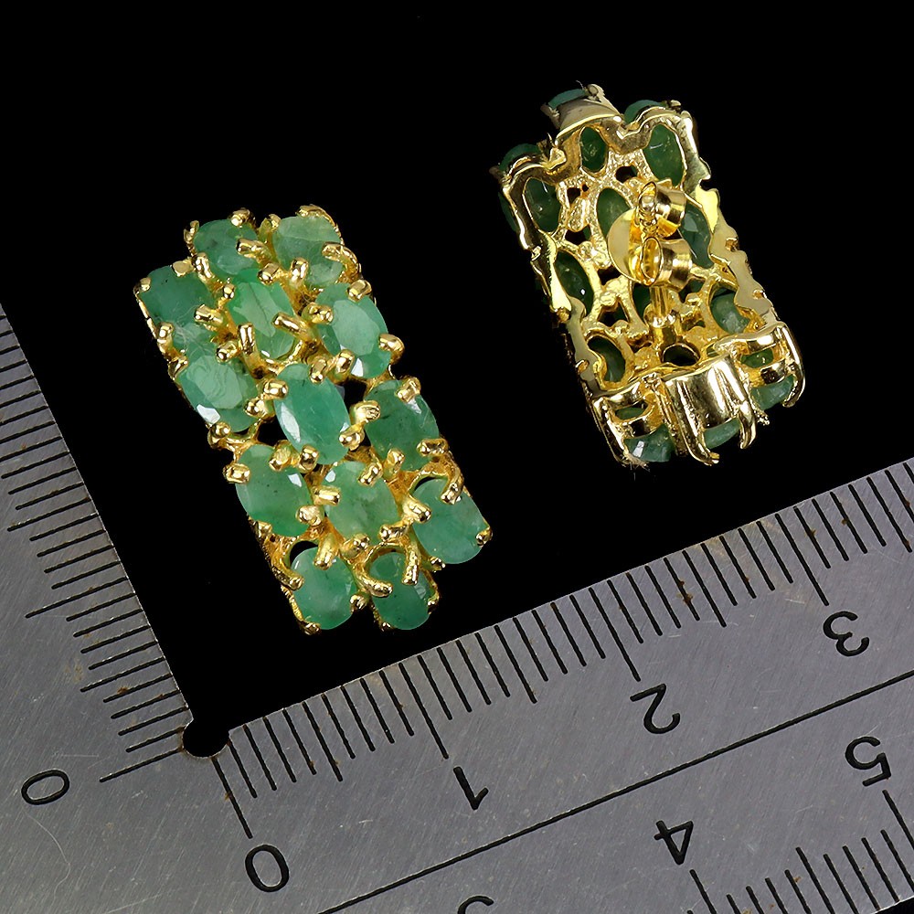 925 Sterling Silver Earrings Oval Emerald 5x3mm Natural Gemstone Jewelry