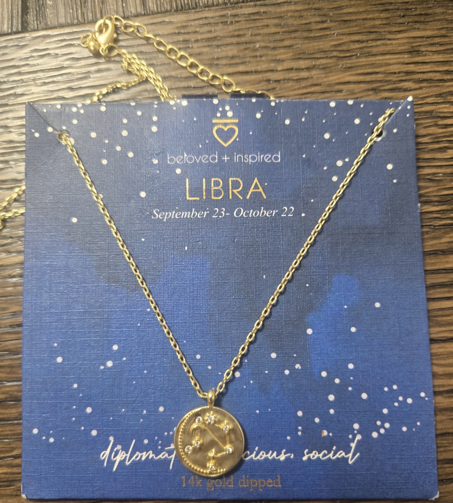 Beloved Inspired 14K Gold Dipped Libra Zodiac Necklace
