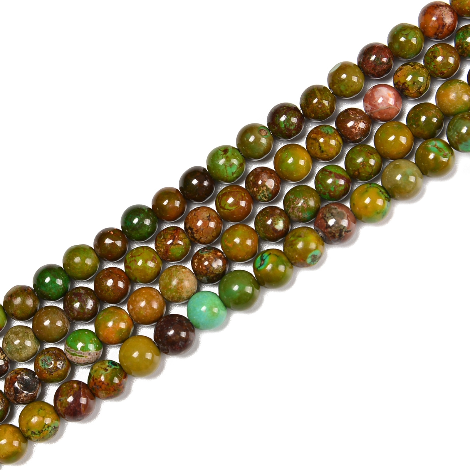 Dark Brown Green Turquoise Smooth Round Beads Size 6-7mm 15.5” Strand