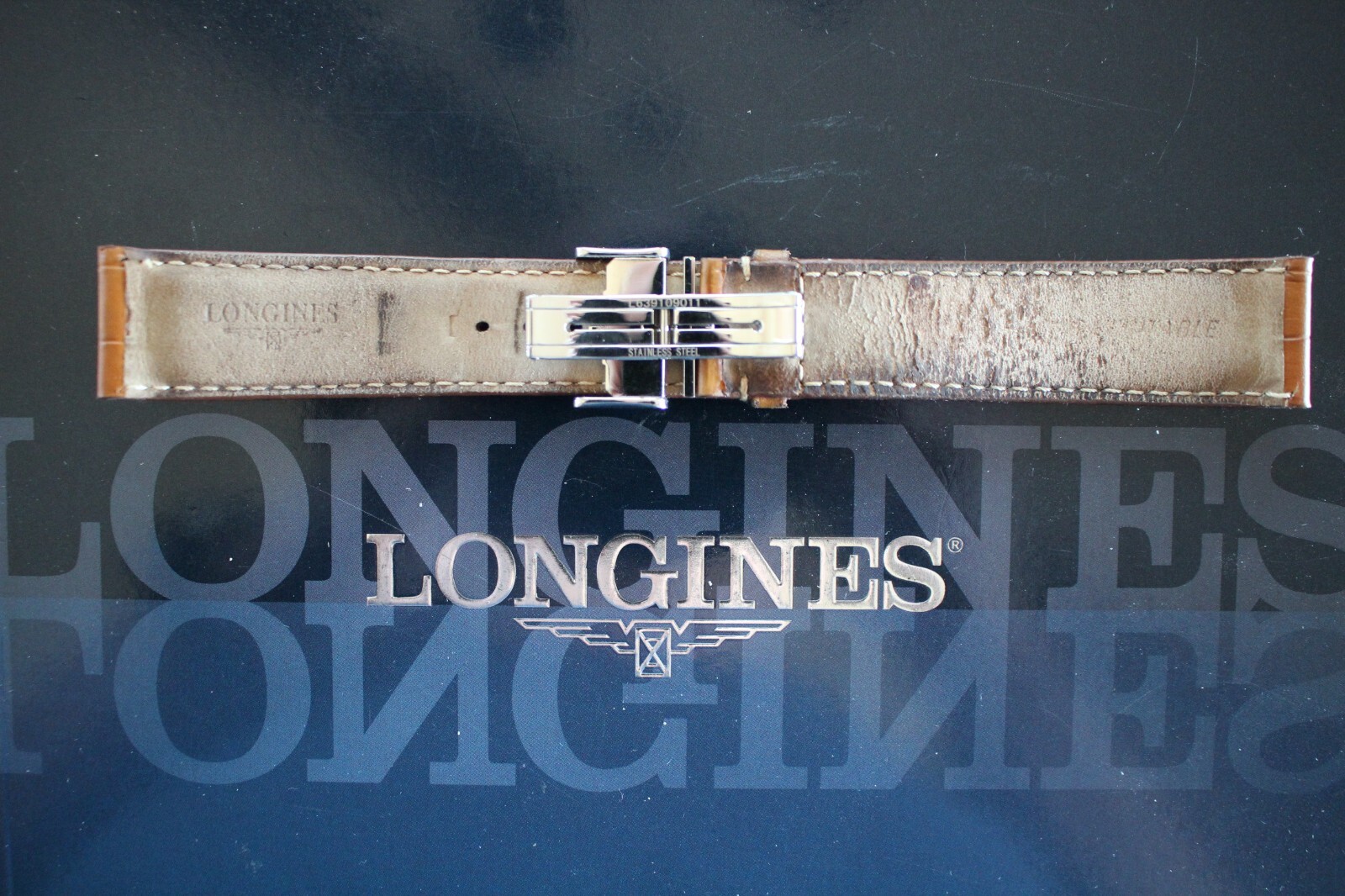 LONGINES 22MM HONEY TAN DEPLOYMENT SMOOTH CALF BUCKLE WATCH BAND WATCHBAND STRAP