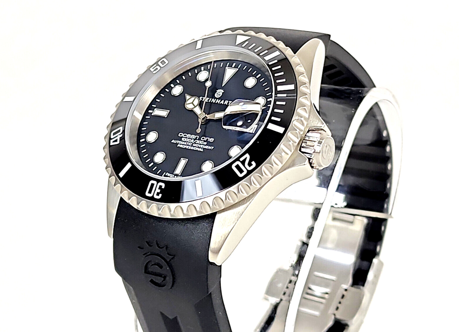 Steinhart Ocean 1 Black Ceramic Swiss Diver Watch 42mm Silicone Band 103-1079