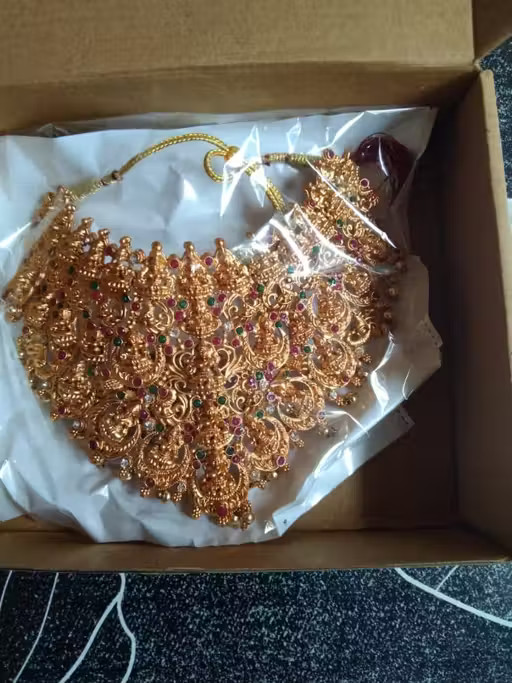 Traditional south indian Temple Jewellery Necklace Set with Earrings for Women