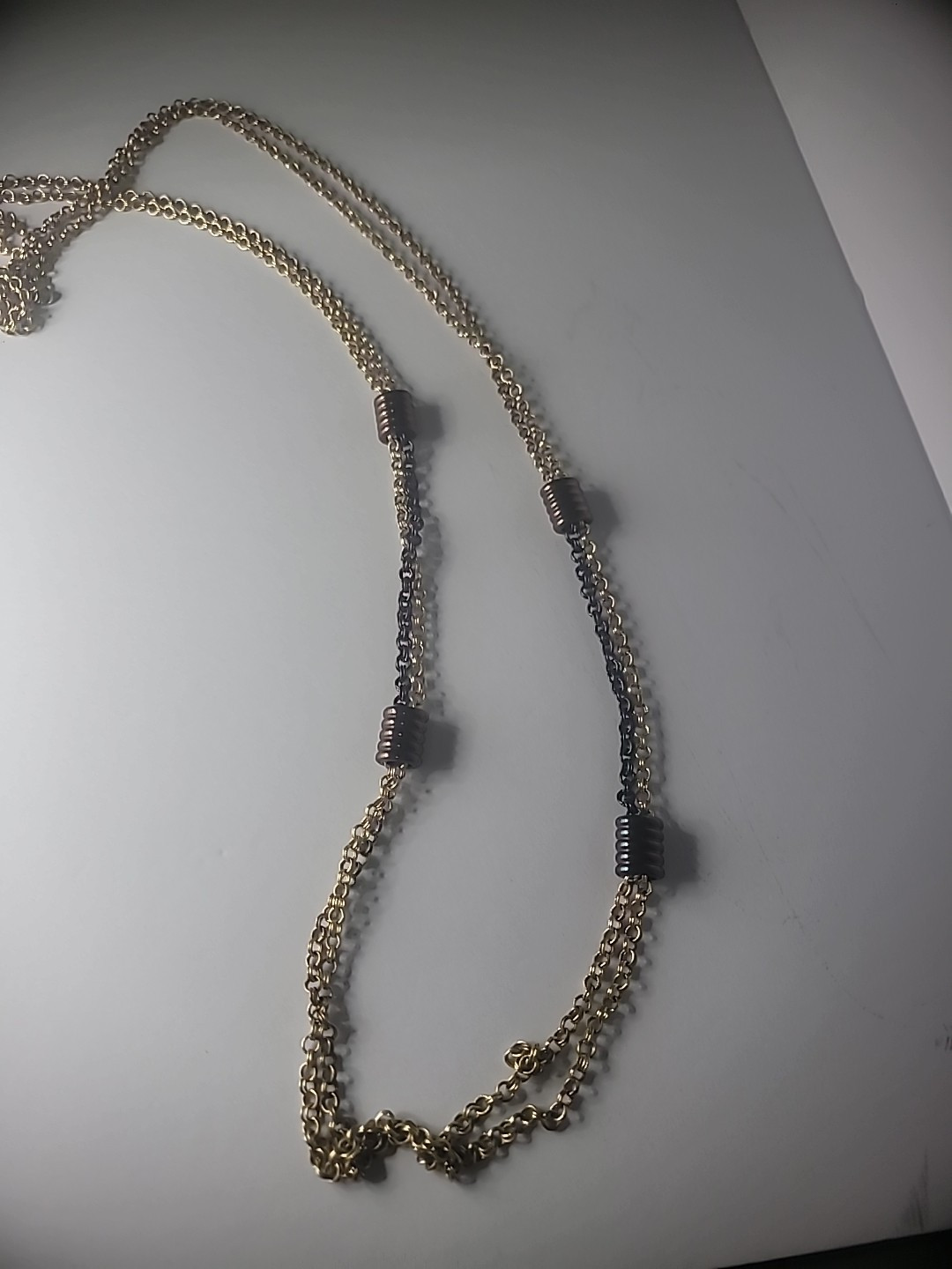 Vintage Baskin Brothers Gold Tone Chain Double Strand Neacklace Jewelry Costume