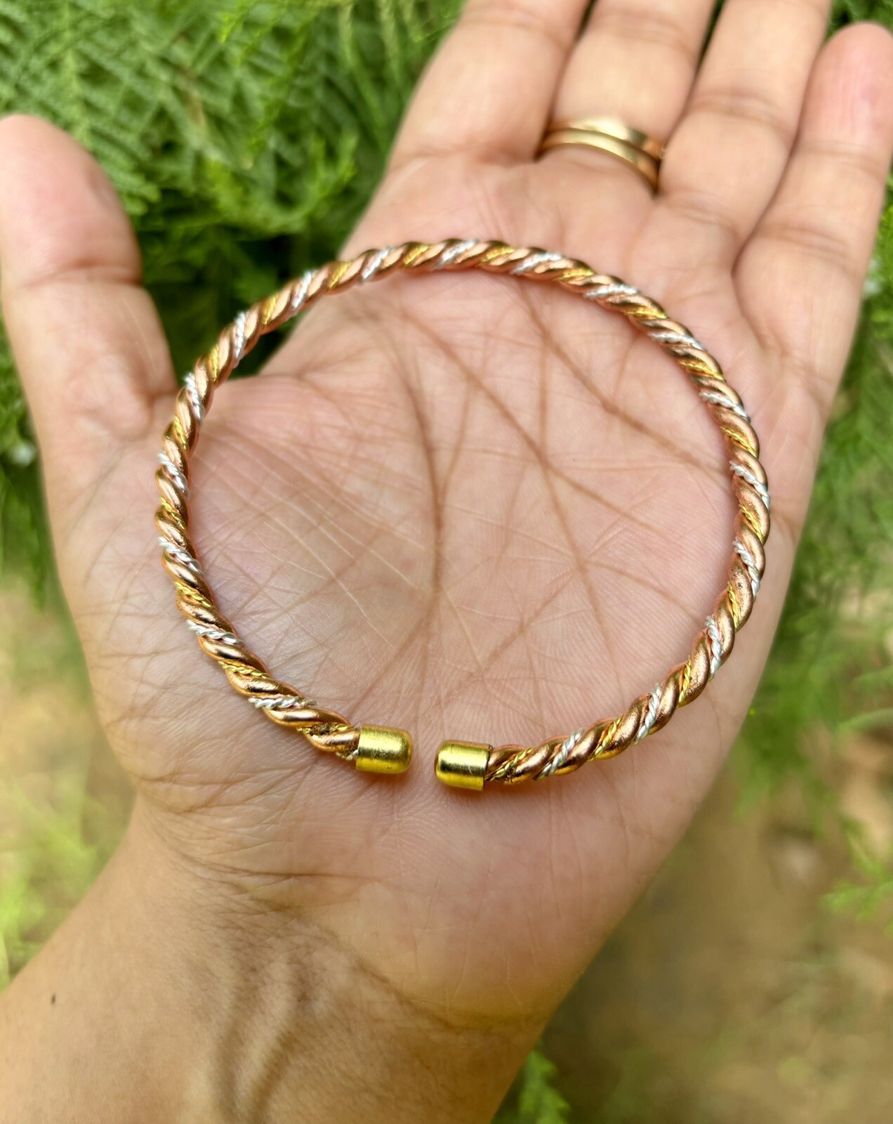 1Pc Pure Copper Brass Silver Healing Bangle, Cuff, Bracelet, Jewelry, Spiritual