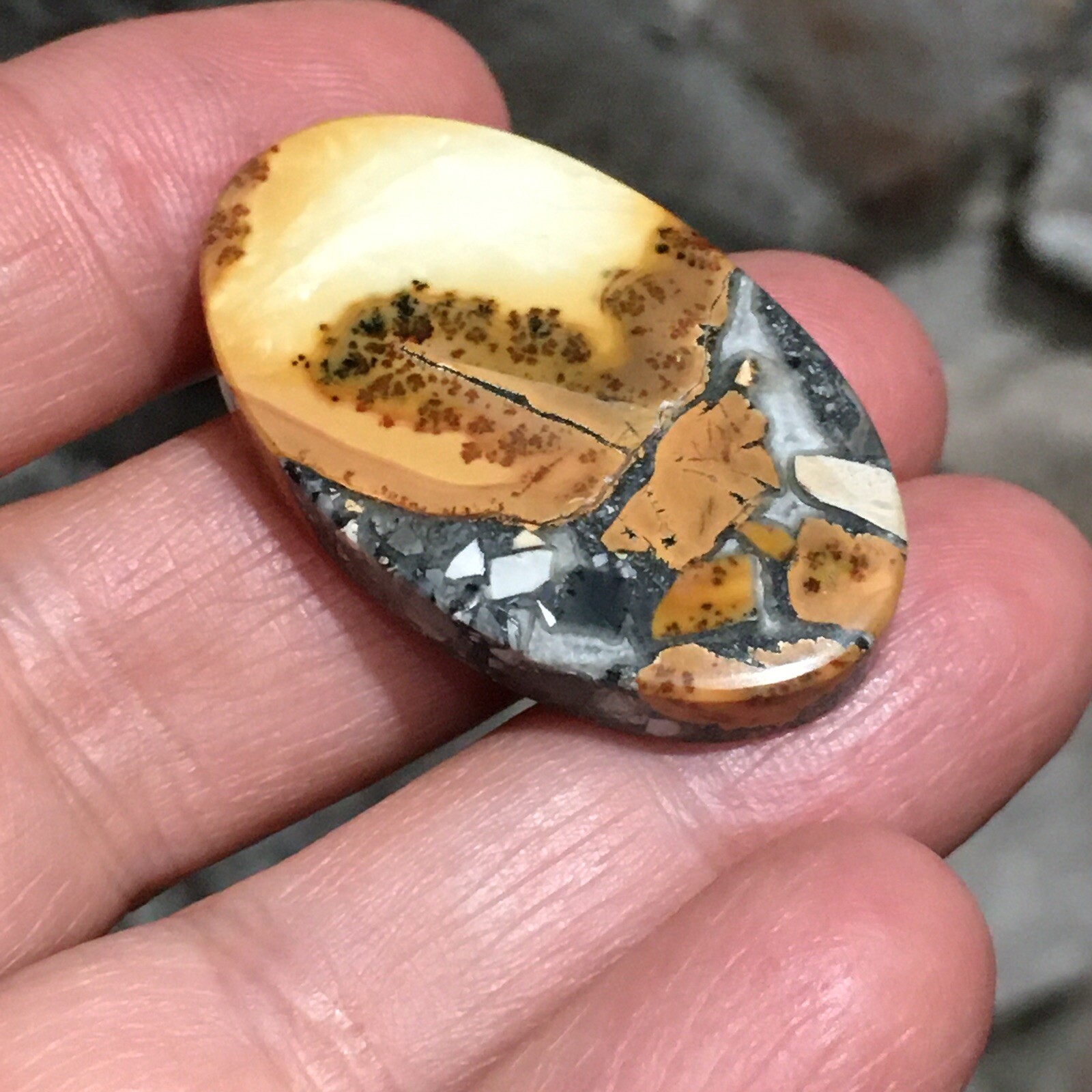 35.5×21.3×5.3mm Scenic Maligano Jasper Oval Cabochon Collectors Picture Stone