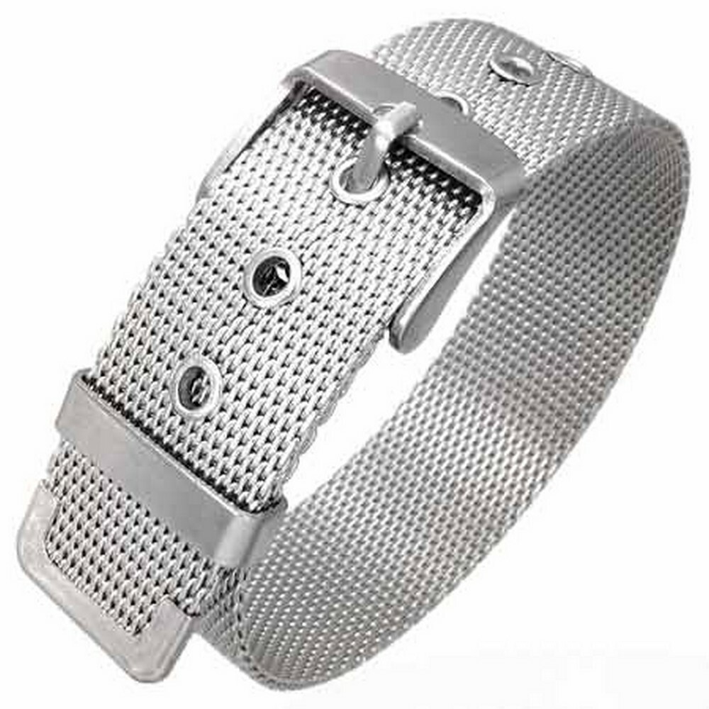 Stainless Steel Mesh Belt Buckle Silver-Tone Bracelet, 16 mm