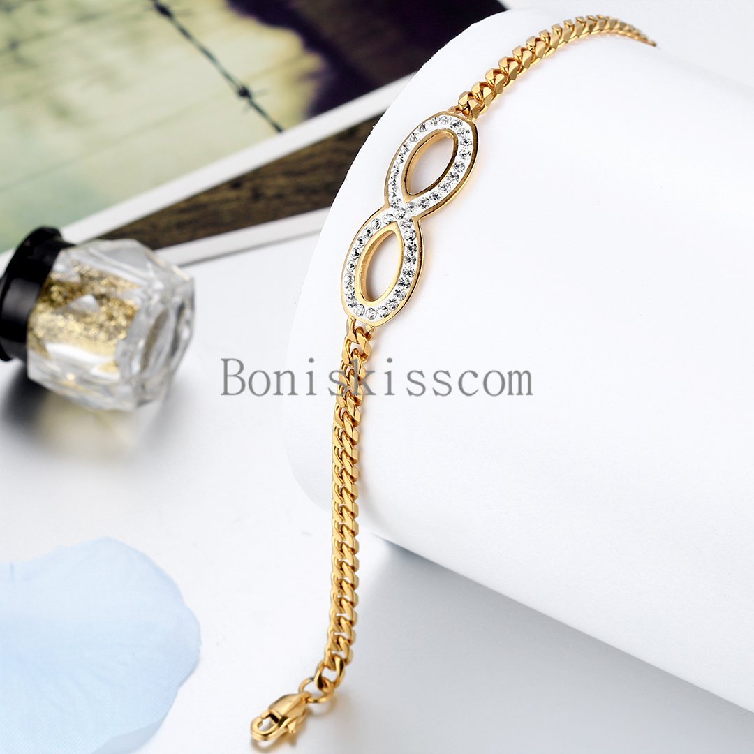 Infinity Symbol Charm Braided Chain Stainless Steel Bangle Bracelet Women’s Gift