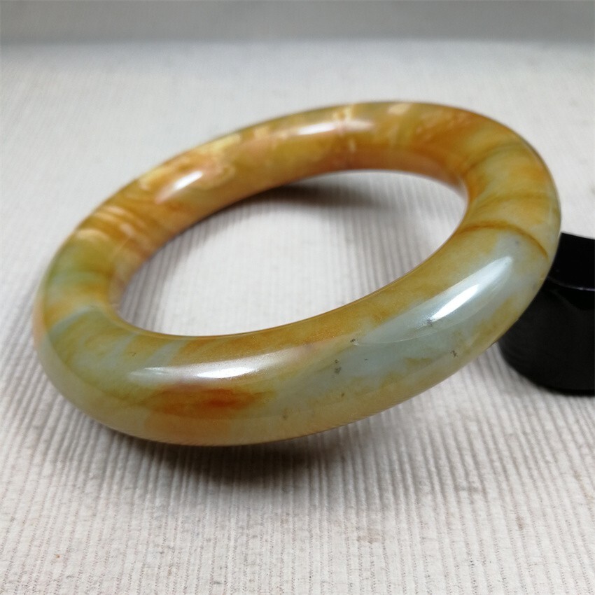 61MM China Ancient Red Green NATURAL HETIAN Jadeite Jade Bracelet Bangle