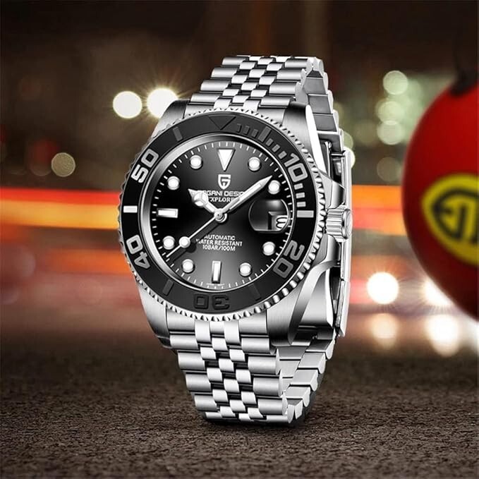 PAGANI DESIGN PD-1651 Men’s GMT Watch Black with Stainless Steel Jubilee Strap