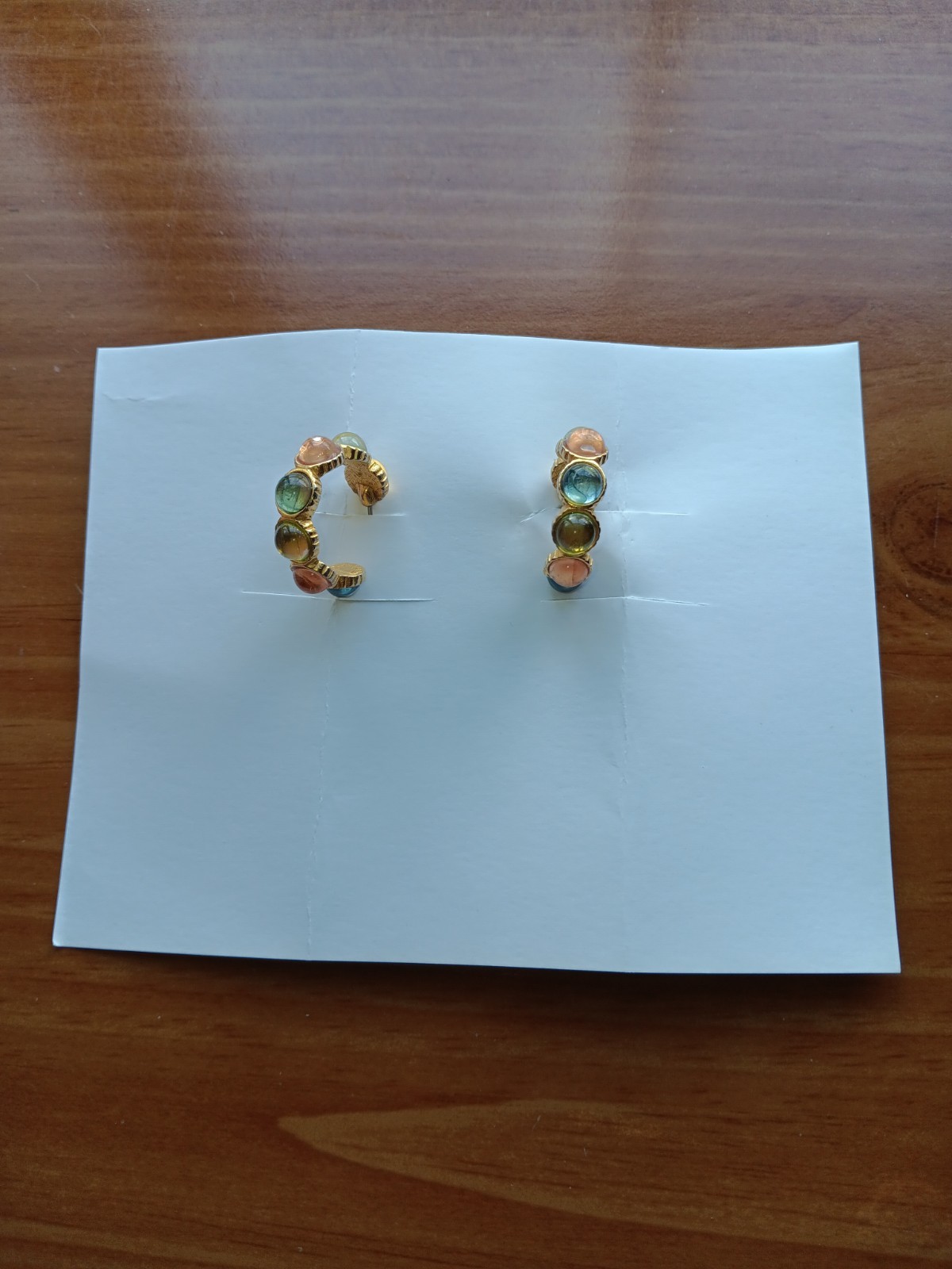 Stud Hoop Earrings With Multicolor Gemstones