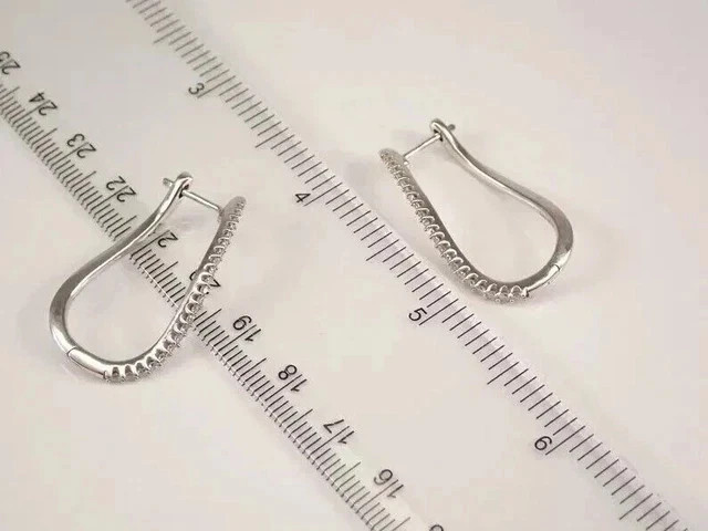 14K White Gold Plated 2.00Ct Round Cut Lab Created Women’s Hoop Huggie Earrings