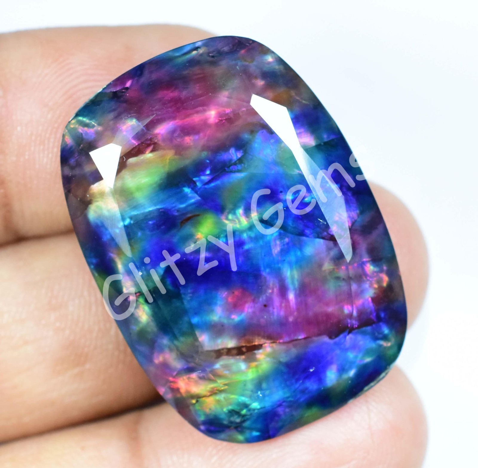 40.55 Ct Natural Ammolite Loose Gemstone Opal Like Organic Doublet Rare Gemstone
