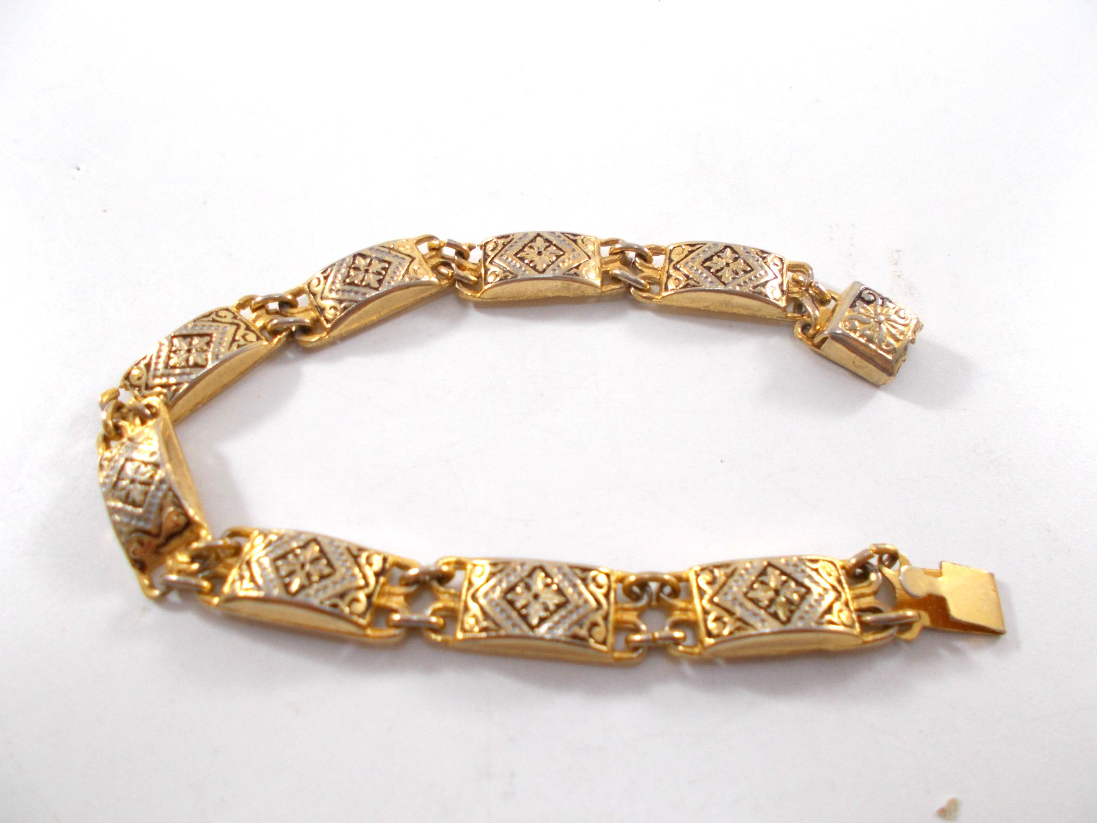Gold Tone Damascene Style Panel Bracelet Free Shipping
