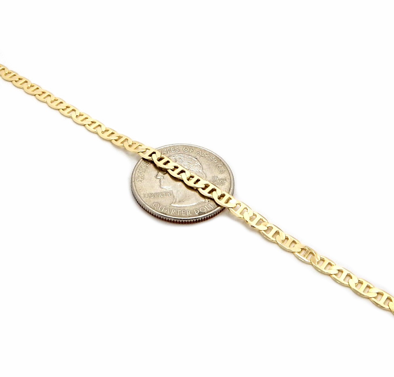 Mariner Anchor link Chain 4mm 20″ 24″ Necklace Bracelet 14k Gold Finish