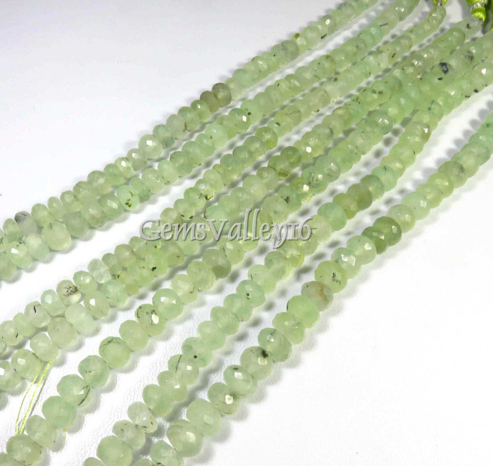Top Natural Green Prehnite Faceted Gems Rondelle Beads 8-8.5mm 8″Strand GV-3701