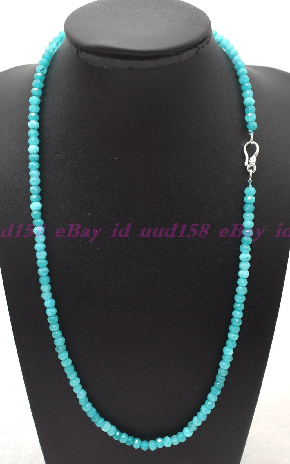 Lots 2x4mm Amazonite Blue Faceted Roundel Gems Beads Necklace Silver Clasp AA
