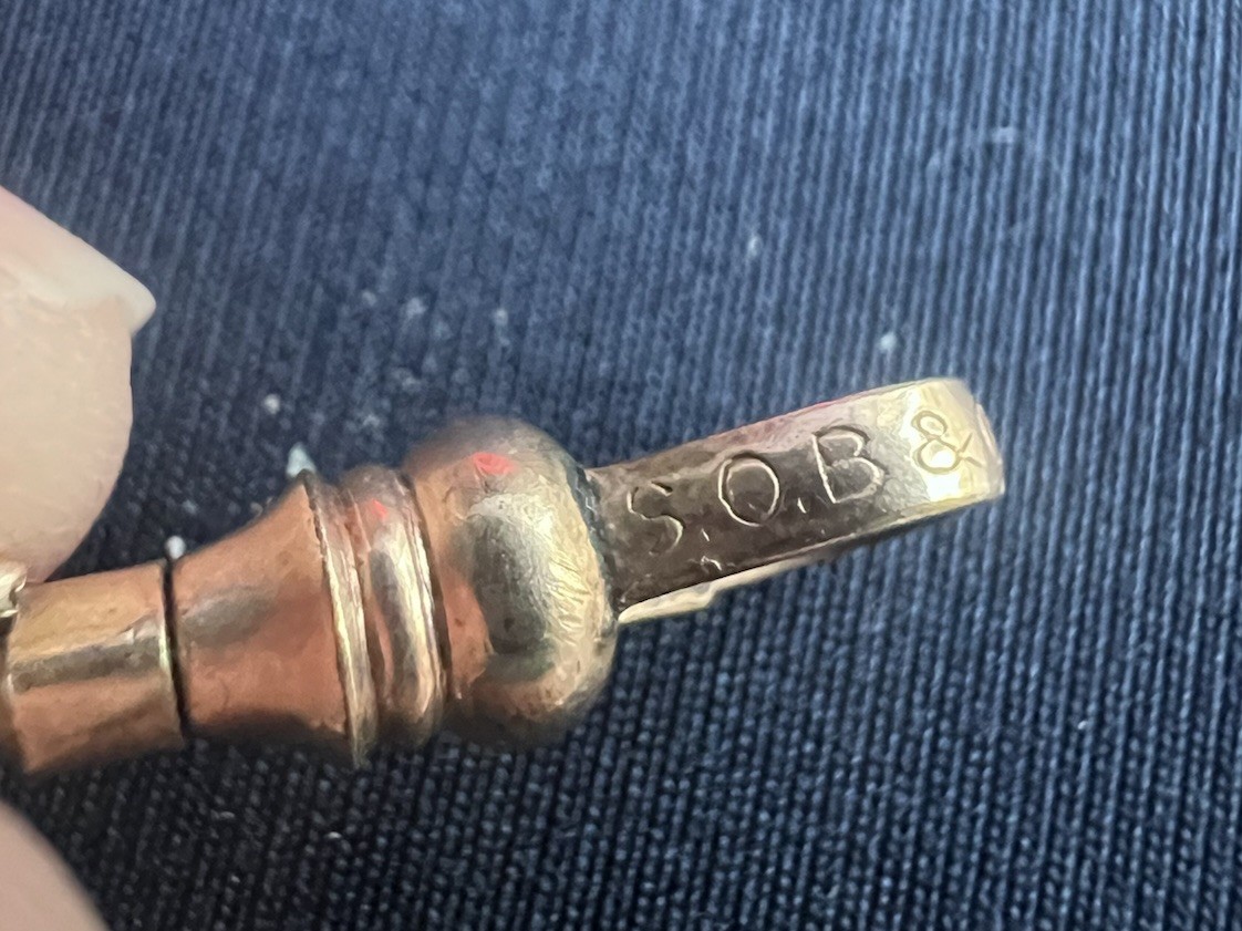 S.O.B. Co Gold Filled ? Pocket Watch Fob Swivel Dog Clasp On Chain Read C4