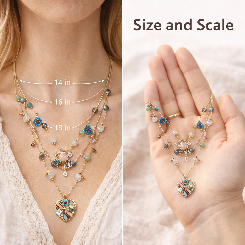 Betsey Johnson Layered Necklace Women Multicolor Charm Pendant Boho