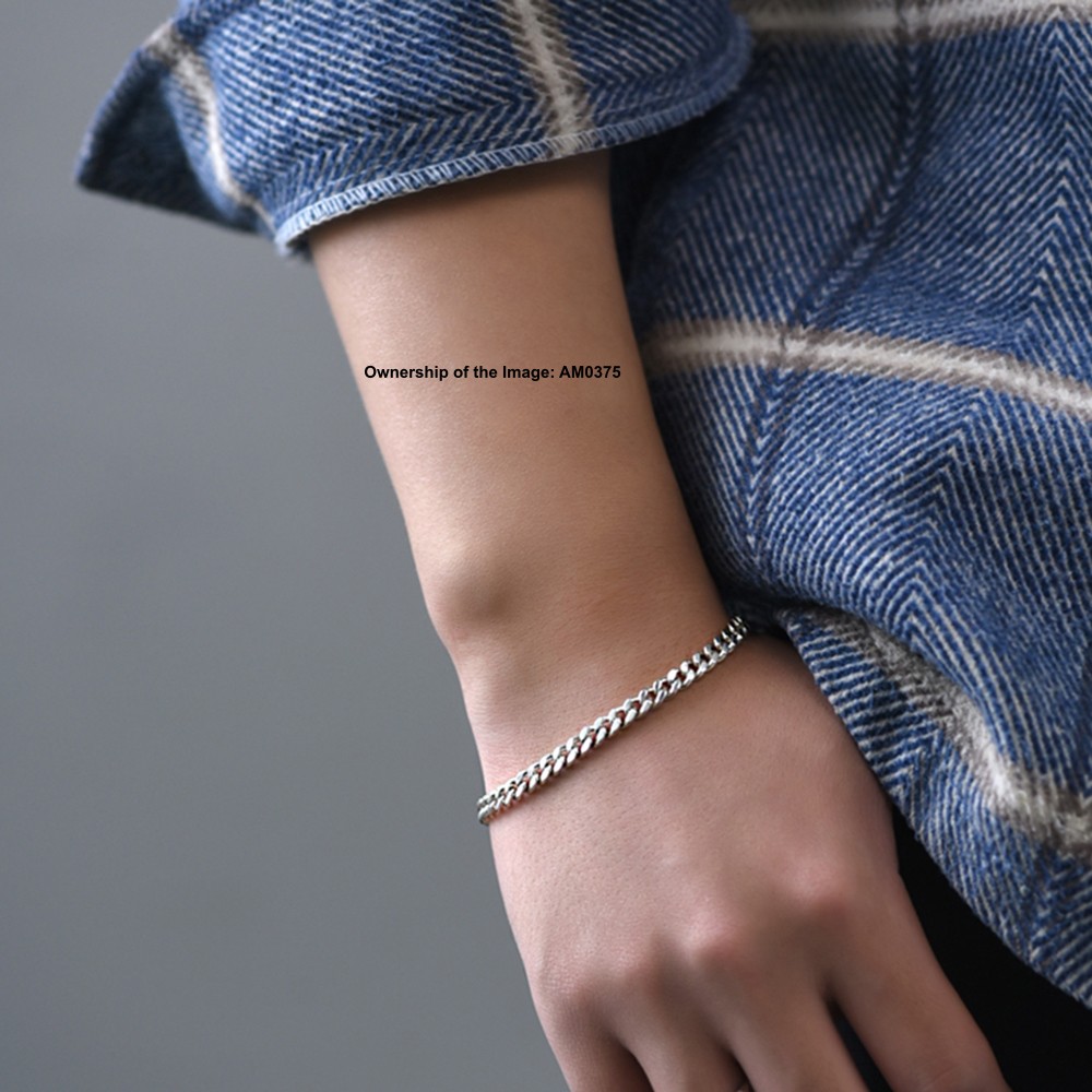 Pure 925 Sterling Silver Curb Chain Bracelet Men Woemn 5mm Link Unisex Jewelry