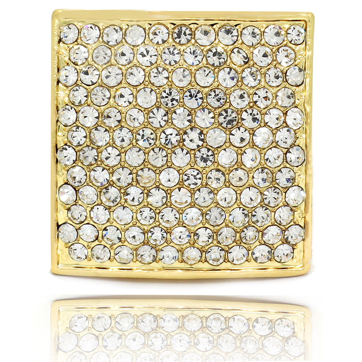 Mens 14k Gold Plated Hip Hop Cubic-Zirconia Square Jumbo PINKY Ring SIZE 7-12