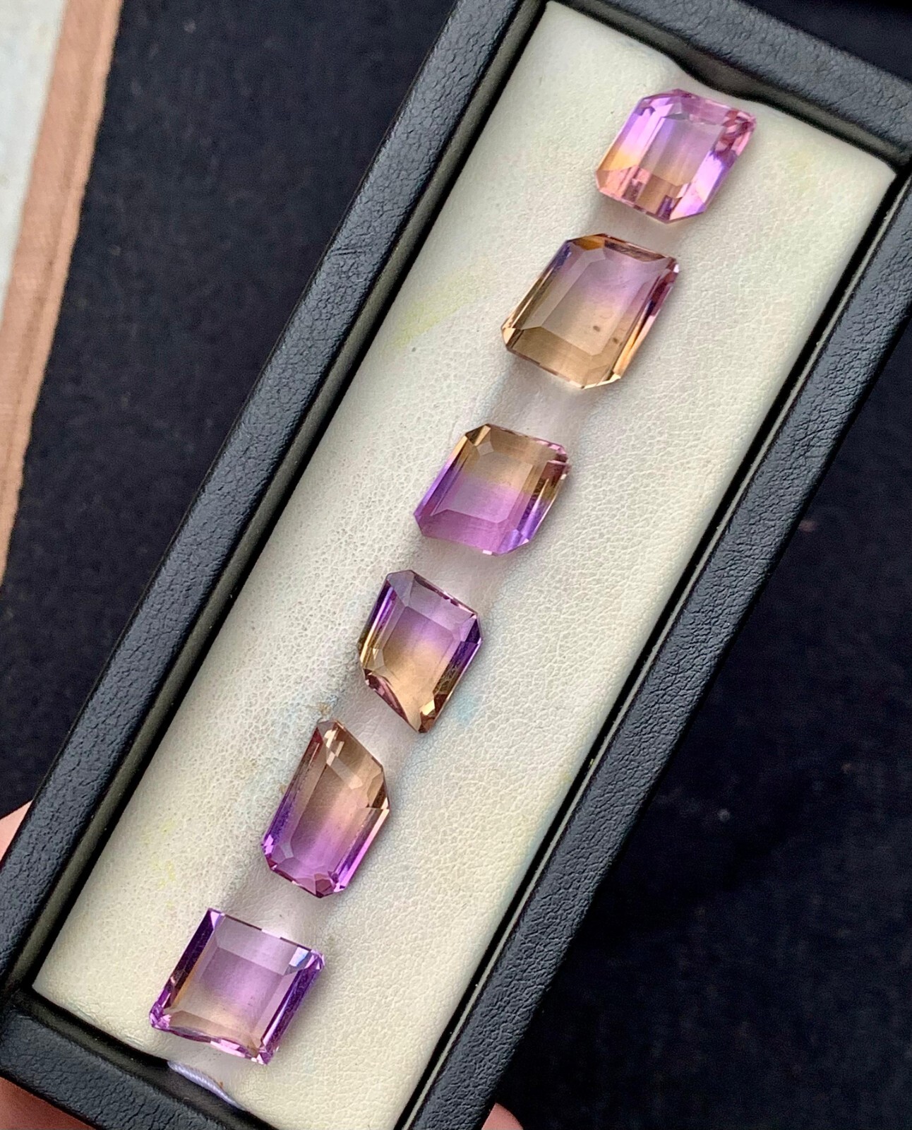40 Carat Natural Ametrine Emerald Cut Gemstone Lot of 6 Pieces | Bi-Color