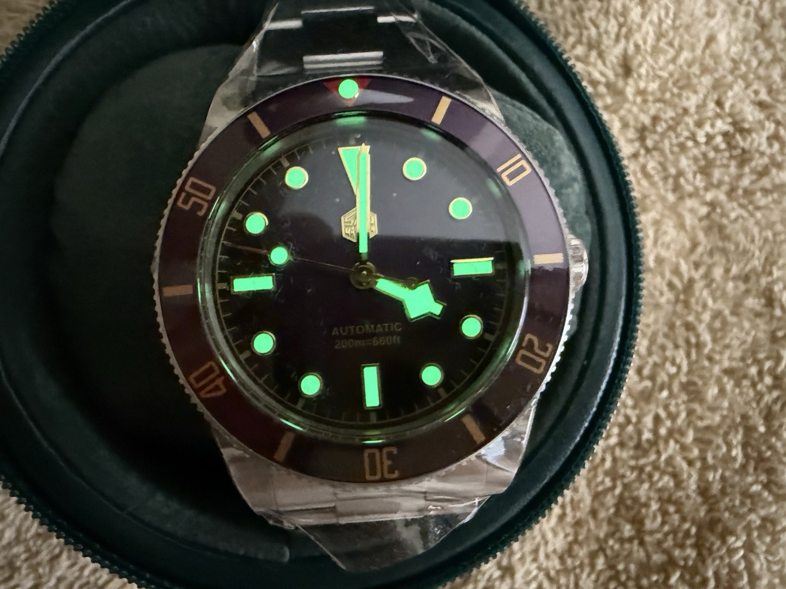 San Martin 37mm 20Bar Automatic ST2130 Sea-Gull Movement Purple Dial
