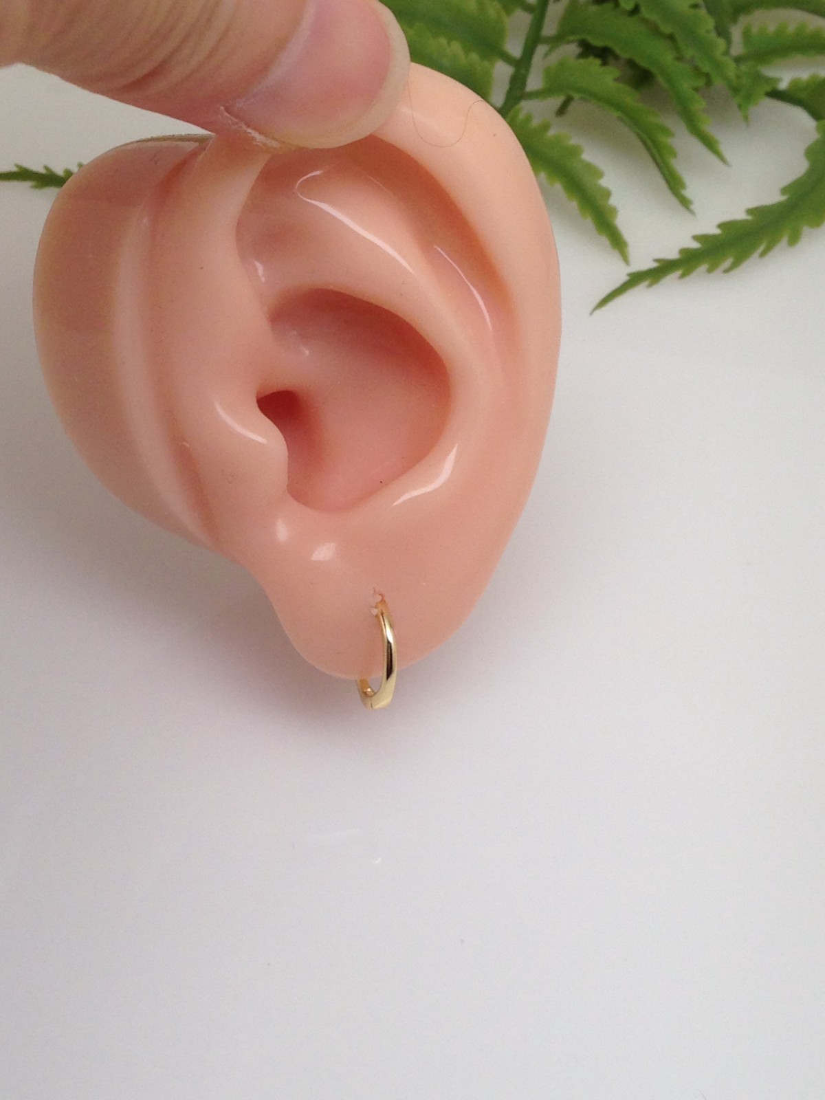 925 Sterling Silver Plain Gold Huggie Hoop Earrings Tiny 10.8mm/9mm x0.9 Unisex
