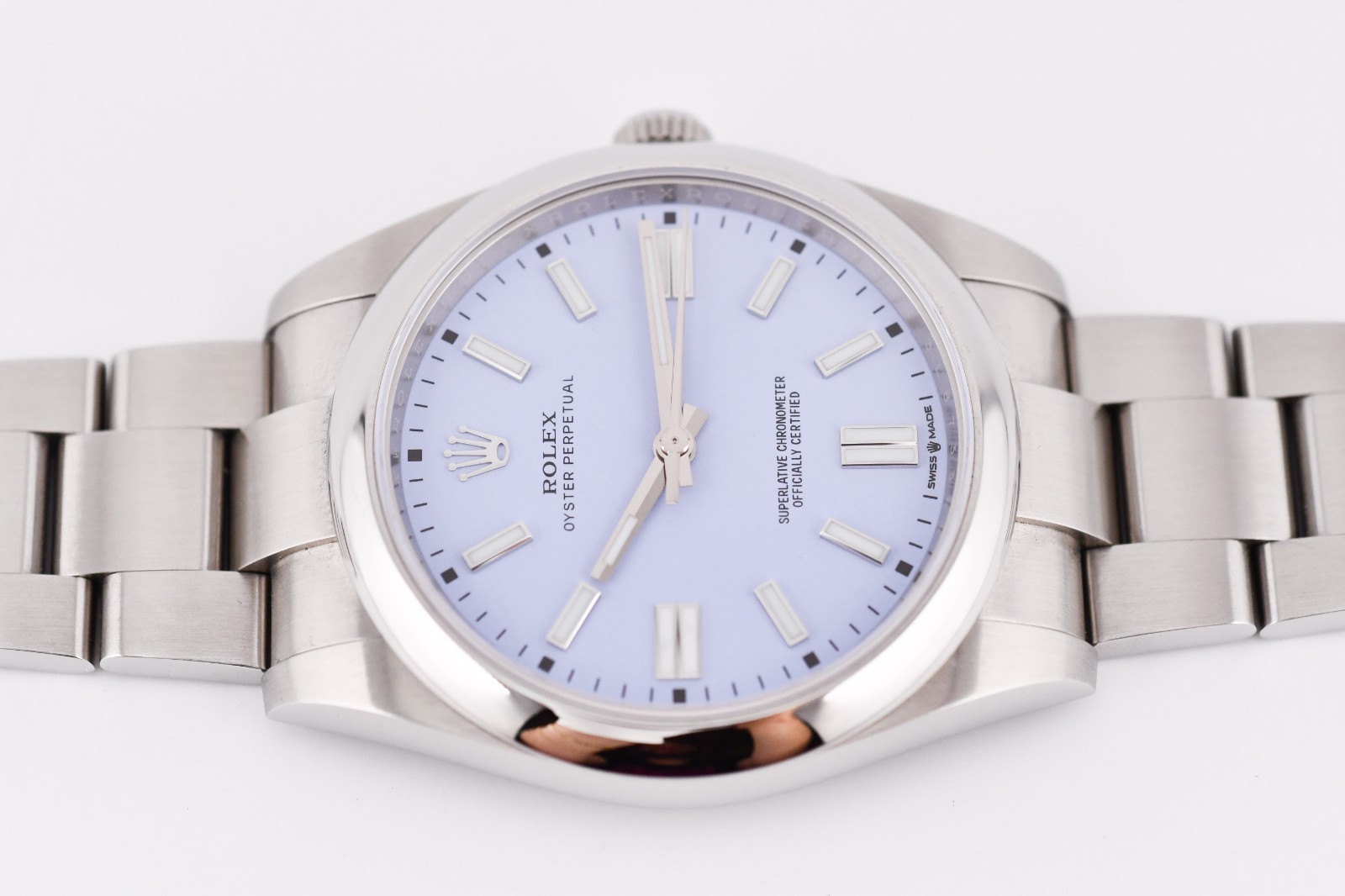 Rolex Oyster Perpetual 41mm Ref. 124300 Custom Lavender Dial Box and Paper