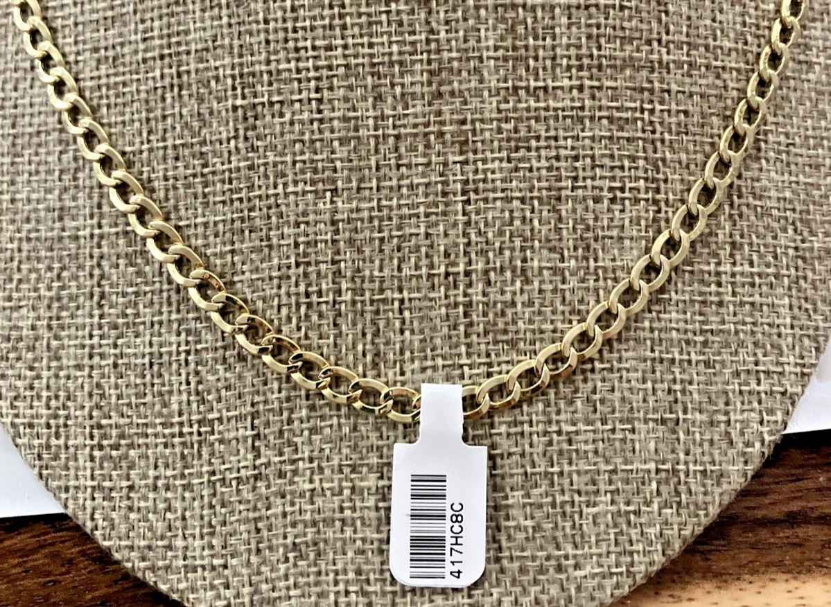 10kt Real Gold Curb Link Semi-Solid/Hollow Chain 8grams 5mm 22” Starz Brand NWT