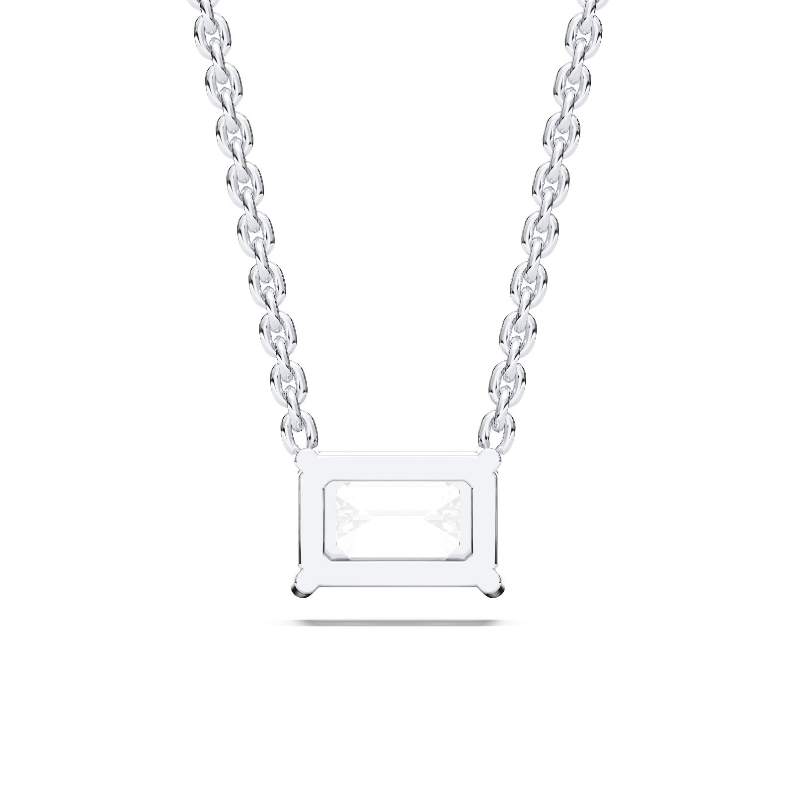 0.50Ct Emerald Cut Moissanite Pendant Necklace in 925 Silver & 10K, 14K Gold