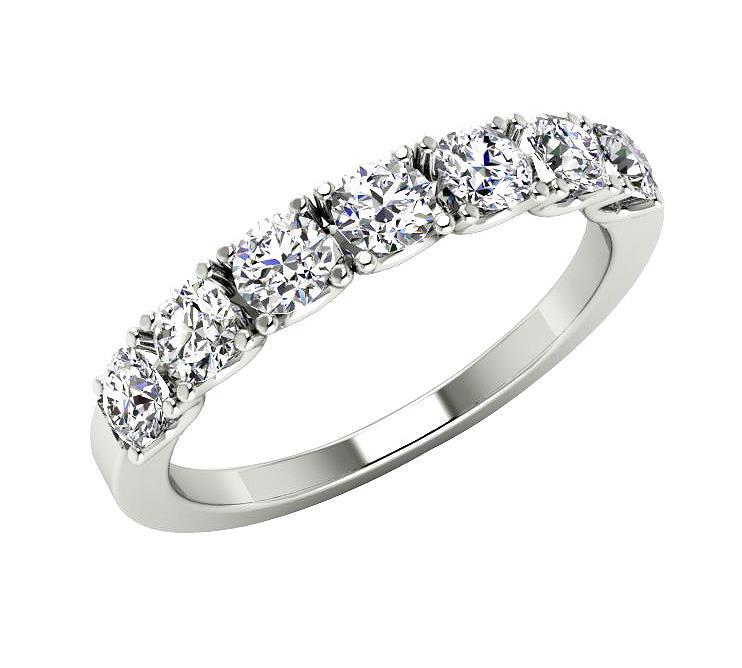 7 Stone Wedding Ring Band VS F 1.00 Ct Lab Grown Diamond 14K Yellow Gold 3.60MM