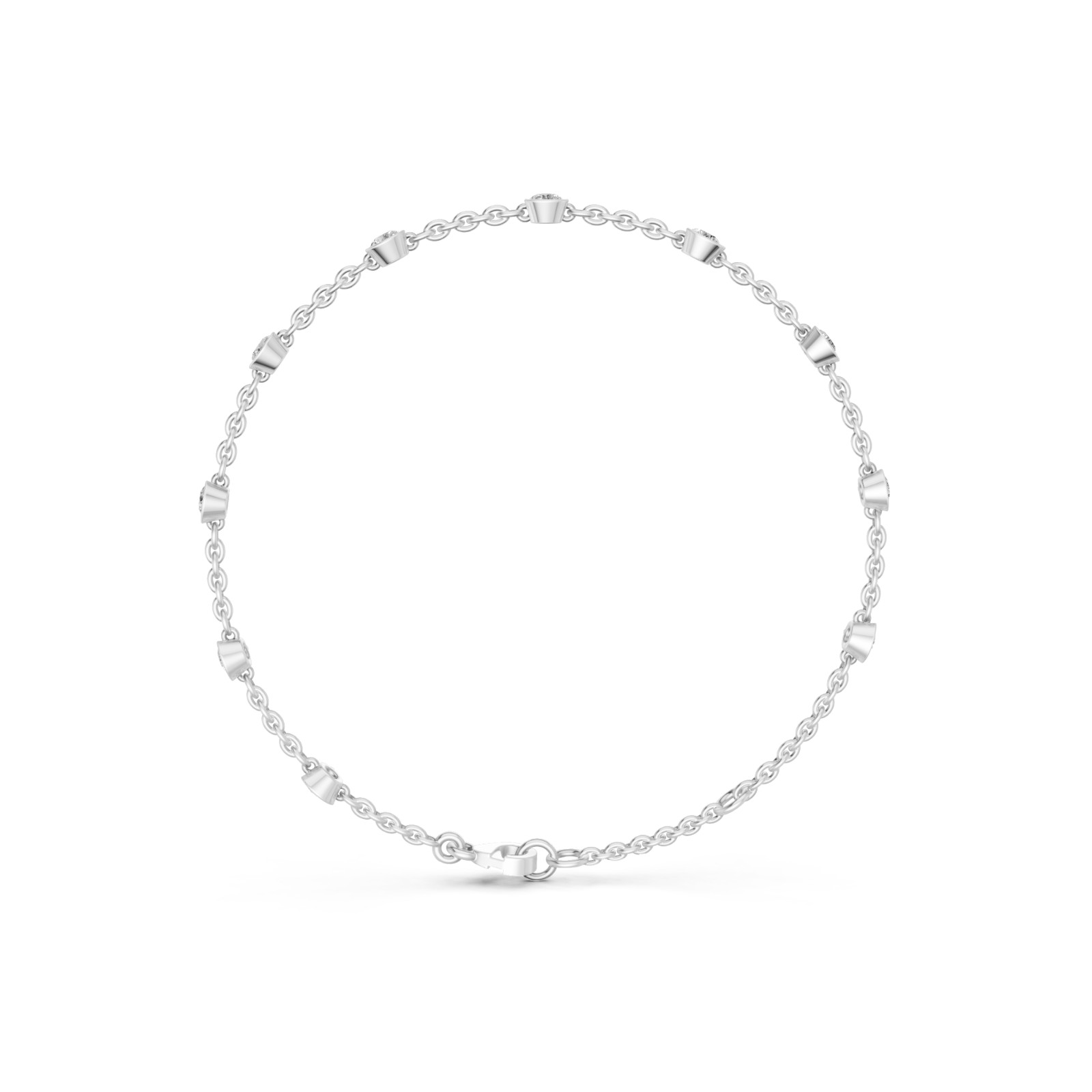1.10 Carat Lab Grown Diamond Station Bracelet Bezel Set 14K White Gold 7 Inch