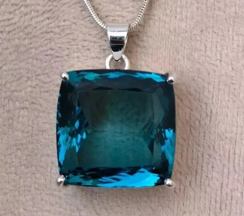 96.80 Ct London Blue Topaz Pendant Sterling Silver Pendant Gemstone Jewelry