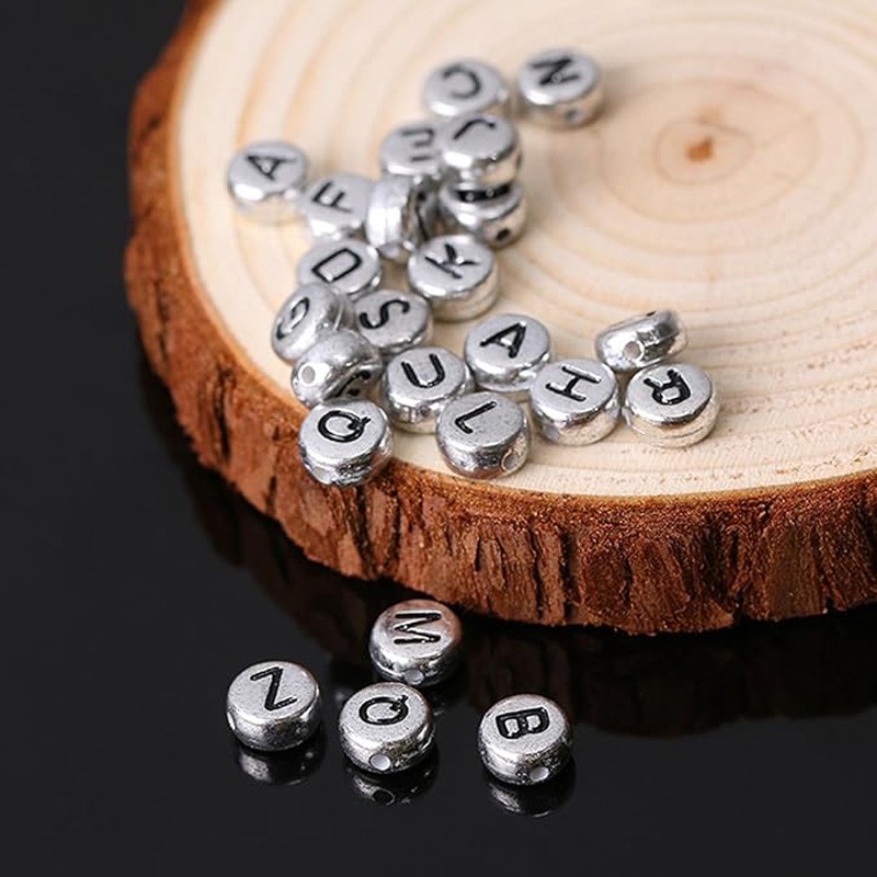 800pcs Silver Gold Bronze Letter Beads – A–Z Alphabet Beads for Jewelry Making &