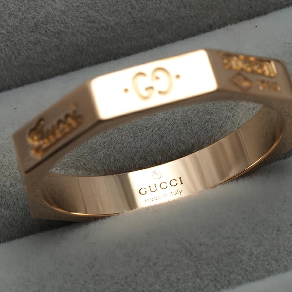 Gucci Ring Octagonal Logo US 8 K18PG Pink Gold Jewelry