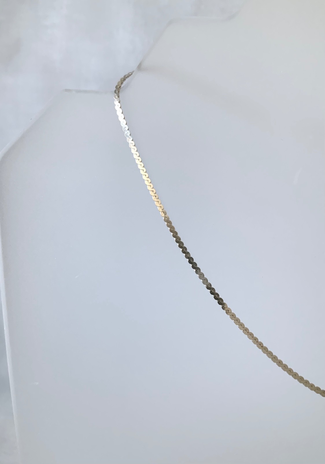 Vintage polished 925 sterling silver fine serpentine S-link necklace, 38cm