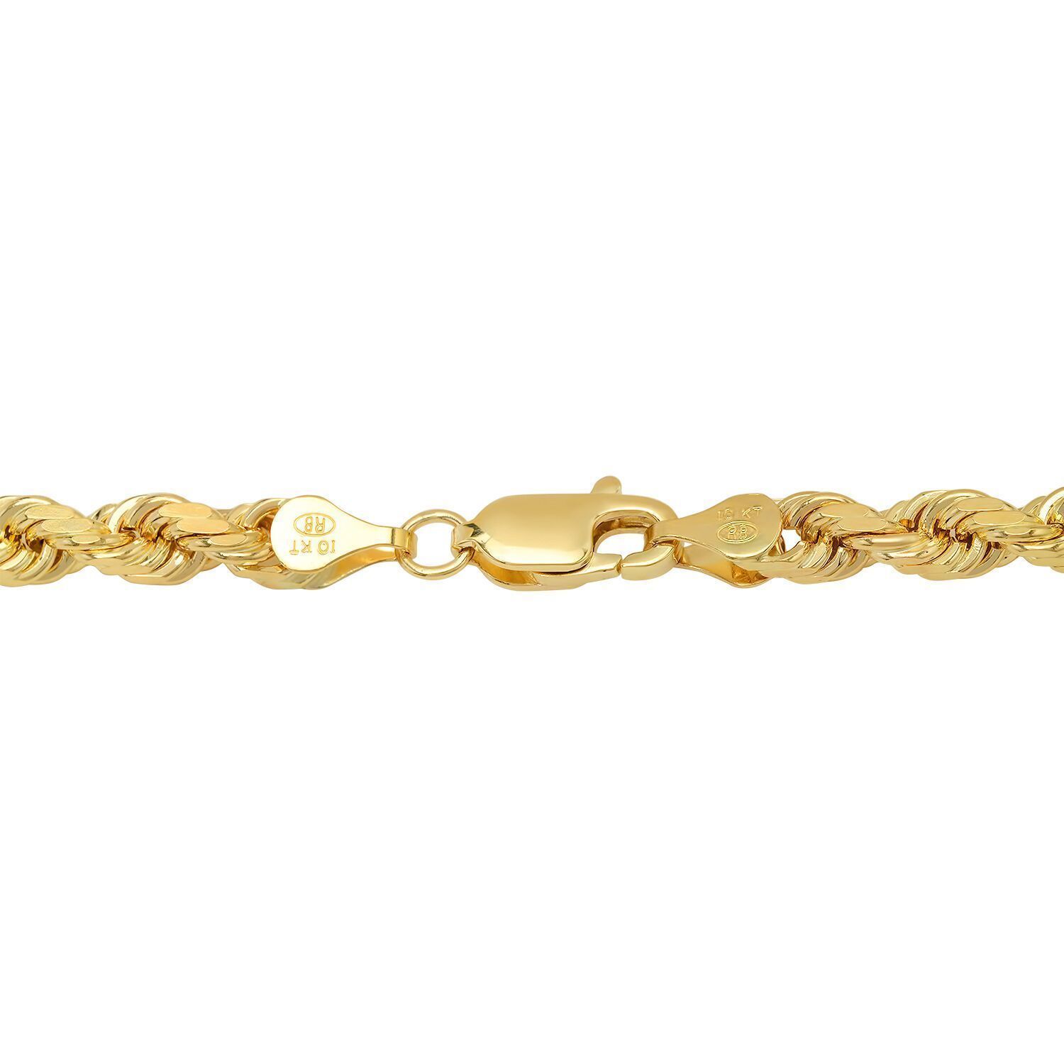 Solid 10k Yellow Gold 4mm-6mm Diamond Cut Rope Chain Pendant Necklace Sz 18″-30″