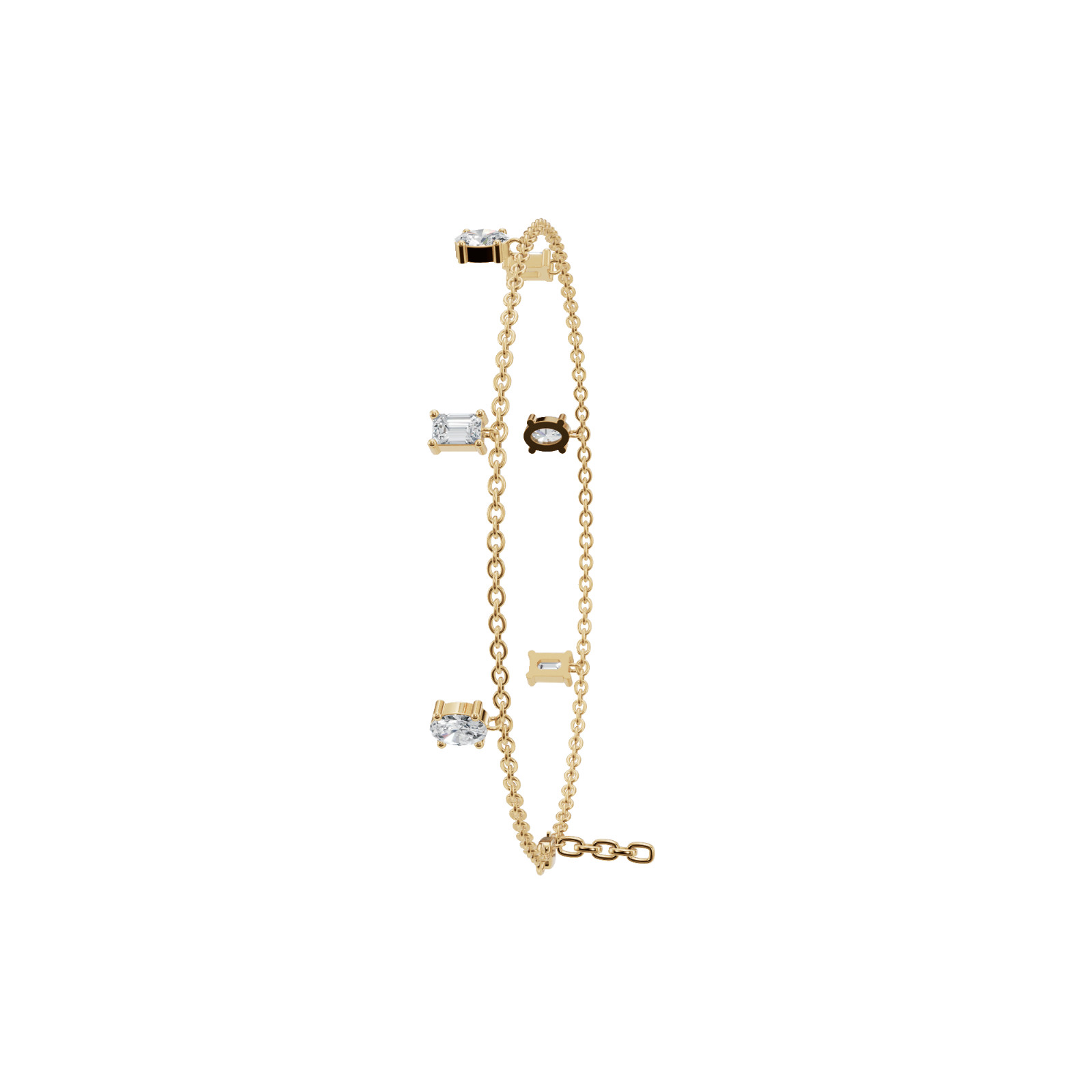 Minimalist Celestial Drops Emerald Oval Lab Grown Diamond Charm Bracelet
