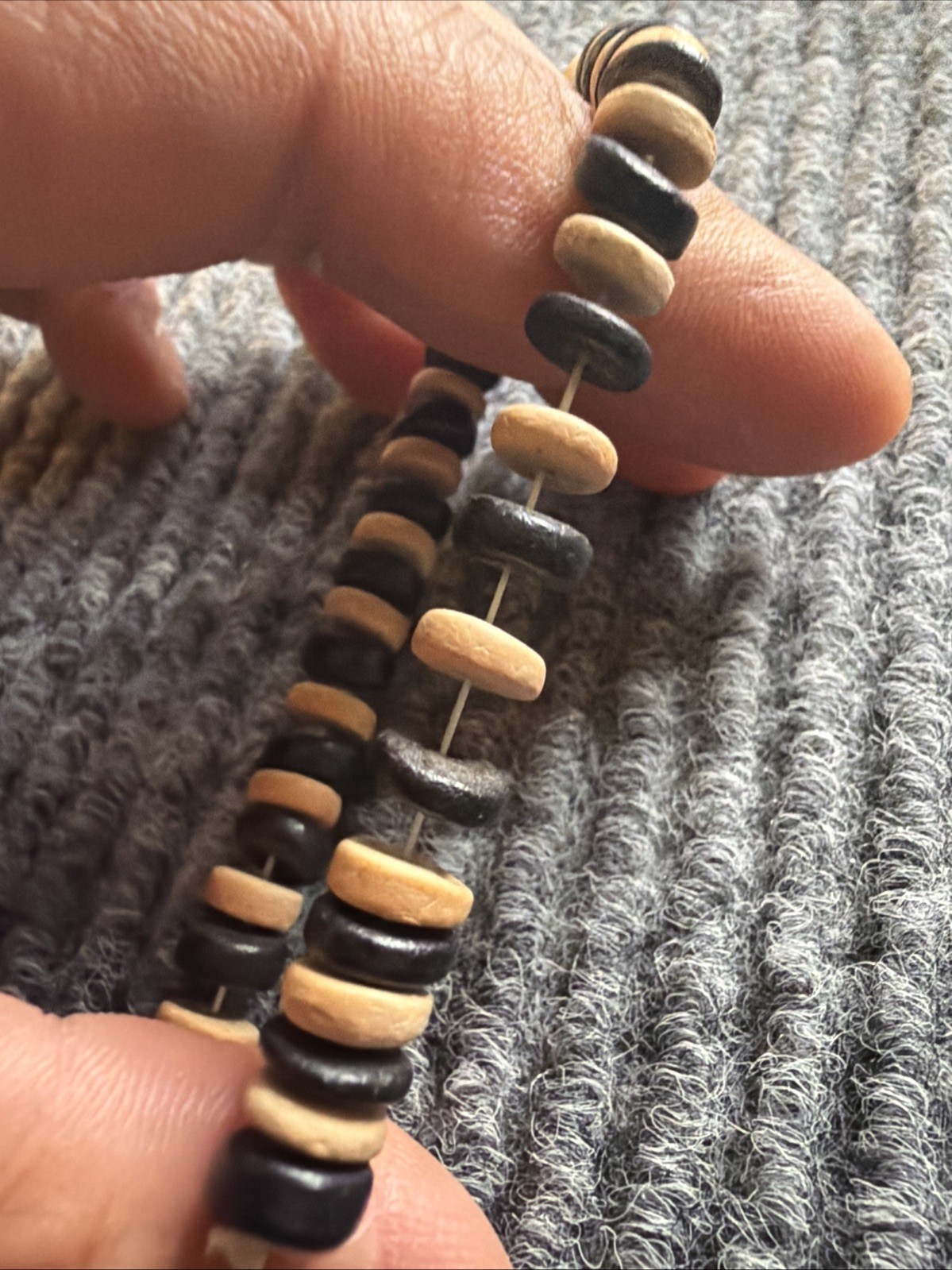 Vintage Black Cream Beaded Stretch Bracelet Retro Lokai Style Jewelry