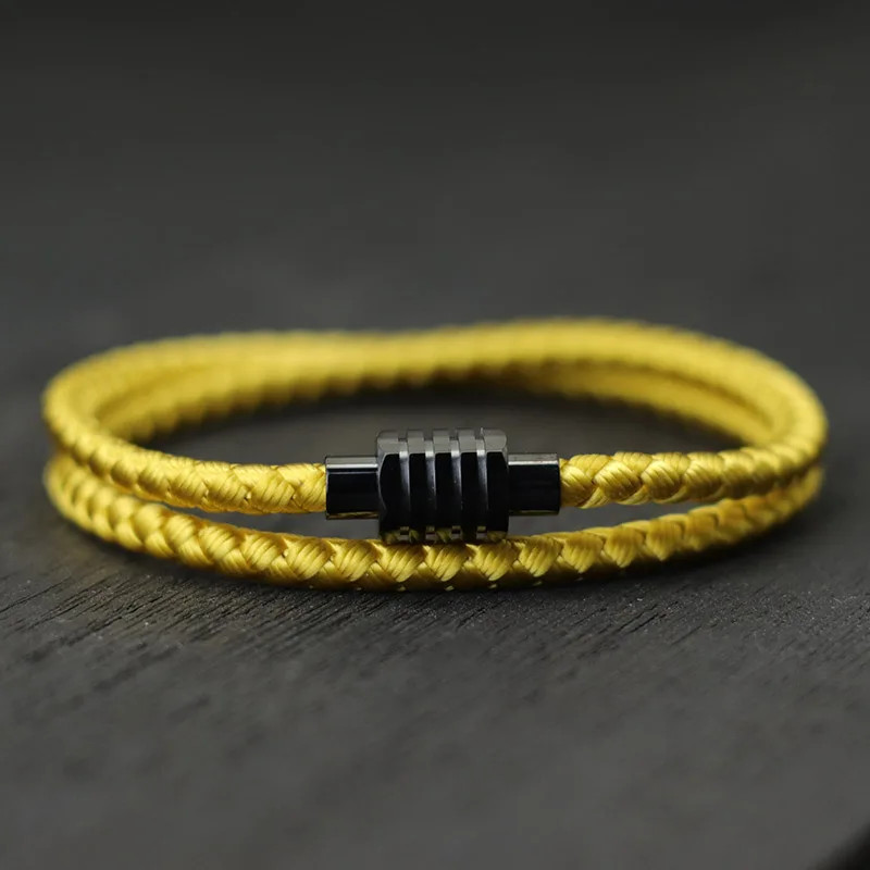 Stainless Steel Keel Rope Bracelet Men Double Layer Magnet Clasp Modern Jewelry