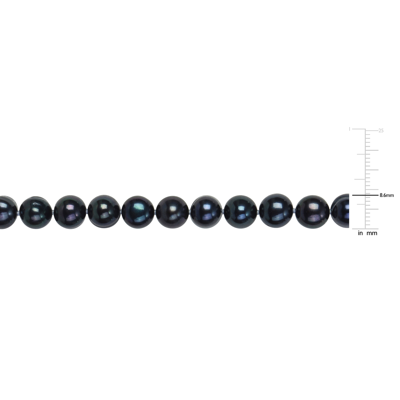 Amour Sterling Silver Men’s Black Freshwater Pearl String Bracelet – 9 in
