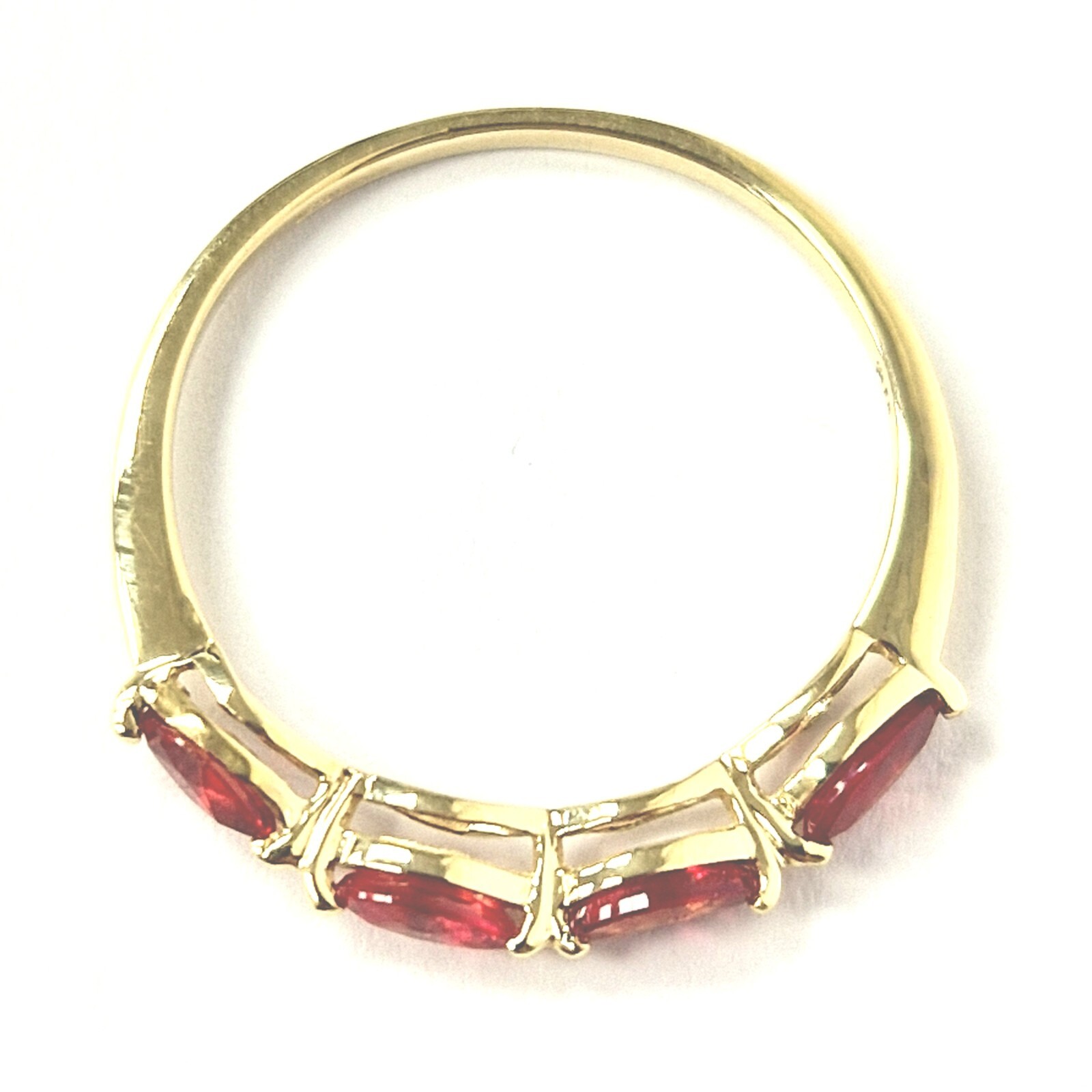 9ct Gold Blood Orange Zirconia Ring Size O Band UK Hallmarked 1.1g
