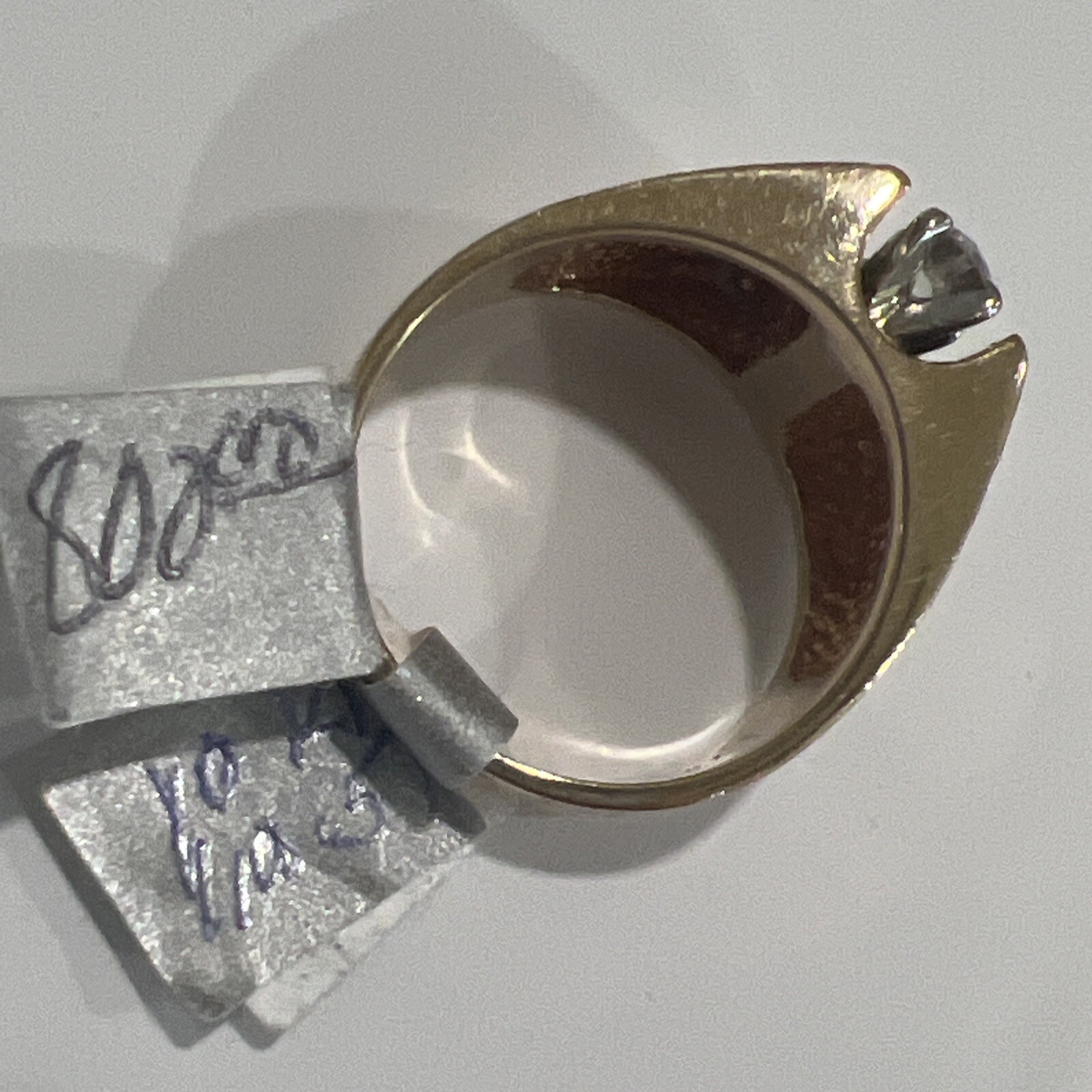 Men’s 10 KT Solid Gold 3 Diamond’s Large BRUSHED Band RING Size 10 STAMPED NEW