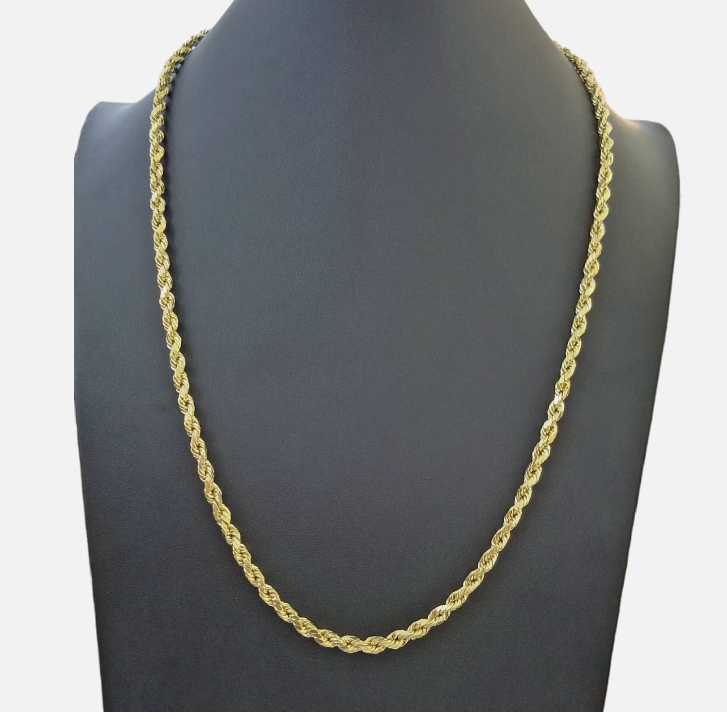 New Real 10K Men’s Yellow Gold Rope Chain 6mm Width 22″ Inc Necklace Diamond Cut
